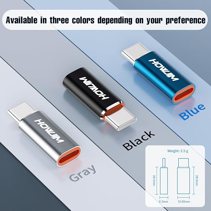 Light-ning to USB C Adapter 2Pack,PD27W/66W Fast Charging 480Mbps Data Transfer,Type C Charger Converter Cable for Phone 17/16/15,Pad Pro,G-alaxy,Not for Headphones/OTG/Flash Drive/A-pple Pencil Black