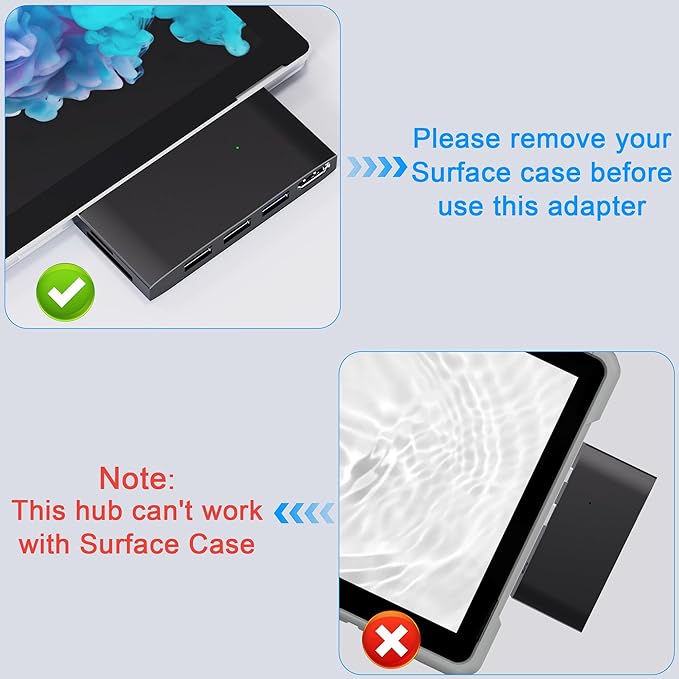 Surface Pro 6/Pro 5/Pro 4 USB3.0 Hub Docking Station, Surface Pro USB Hub Adapter, SD/TF Slot, 4K@30Hz HDMI Converter Surface Accessories Multiport Dongle for Surface Pro 6/5/4