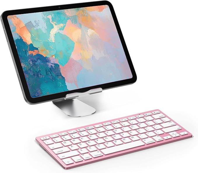 OMOTON Bluetooth Keyboard Compatible with iPad A16 11th 10th Generation, iPad 10.2 (9th/8th/7th), iPad Pro 13/12.9/11 inch, iPad Air/Mini and More iOS Devices, Rose Gold
