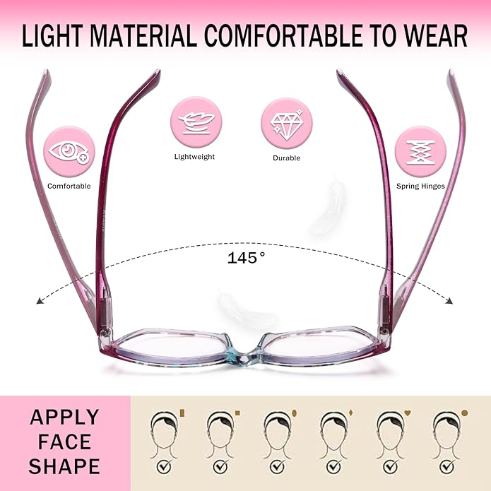 SIGVAN Ladies Reading Glasses Blue Light Blocking Spring Hinge Fashion Pattern Print Eyeglasses for Women