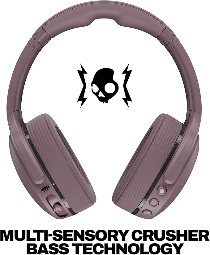 Skullcandy Crusher 540 Active Wireless Bluetooth Headphones with Multi-Sensory Bass, Noise Isolating Over-Ear Fit, Sweat and Water Resistant, 40 Hours Battery, Microphone for iPhone Android - Smoke