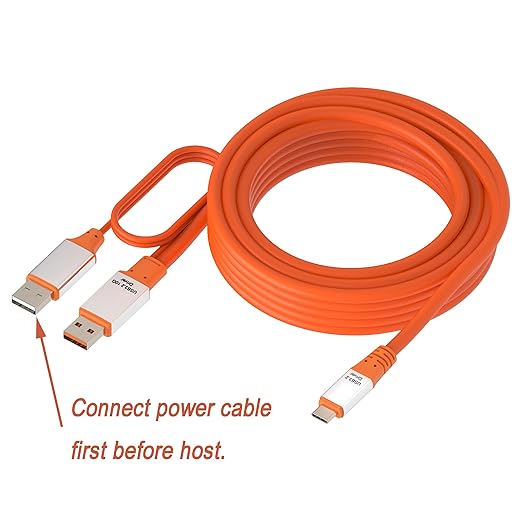 OkyLink 32ft (10M) USB 3.2 Gen 2 Type A to Type C Male to Male Cable - 10Gbps Long Range with External Power, Orange