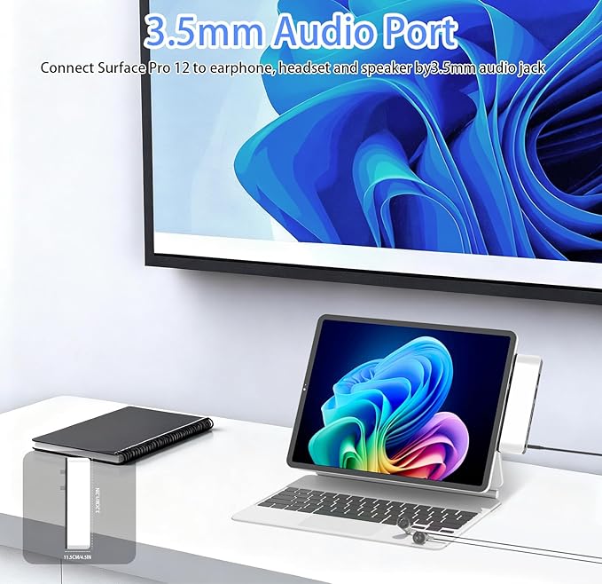 Docking Station for Surface Pro 2-in-1 Laptop/Tablet (2025) - Surface Pro 12 Docking Station Hub with HDMI, Thunderbolt 4, USB 3.0, SD/TF Slot, 3.5mm Audio Jack Surface-Pro 12 Accessories