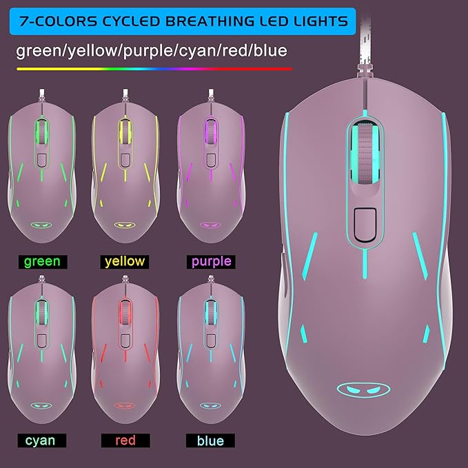 Gaming Keyboard and Mouse Combo, K1 RGB LED Backlit Keyboard with 104 Key Computer PC Gaming Keyboard for PC/Laptop (Blackcurrant)