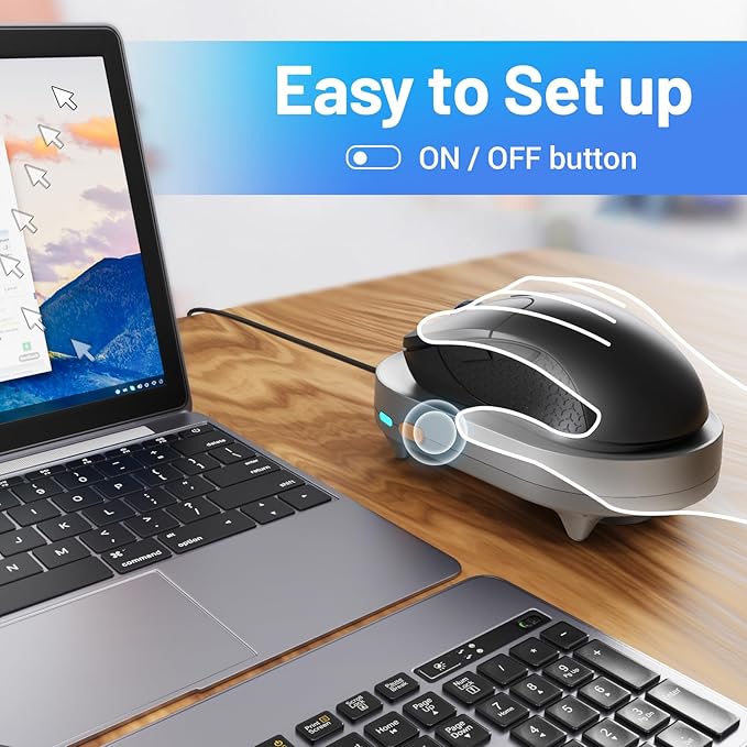 HONKID Undetectable Mouse Mover Jiggler with ON/Off Switch and USB Port Drive-Free,Simulate Physical Automatically Mouse Movement,Prevent Computer Laptop Inactive/Lockdown (Silver)