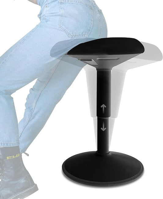 Standing Desk Stool Chair, Height Adjustable Stool 16-24 inch for Office and Classroom, Swivel seat, Anti-Slip Bottom Ergonomic Wobble Stool with Rocking Motion, Black