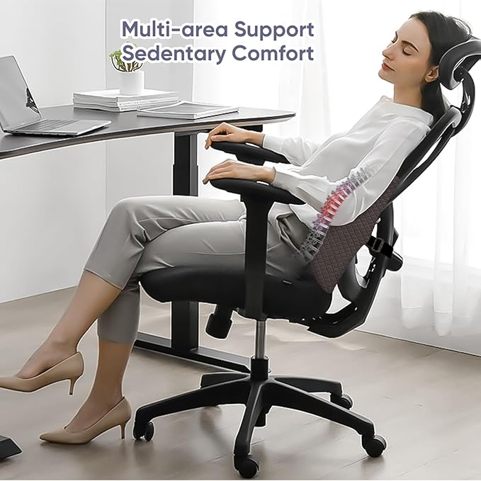 Extra Large Lumbar Support Pillow for Recliner, 20"x14"x5.5" Back Support Cushions with Back Strap, 100% Foam High Supportive, Durable, Soft-Coffee