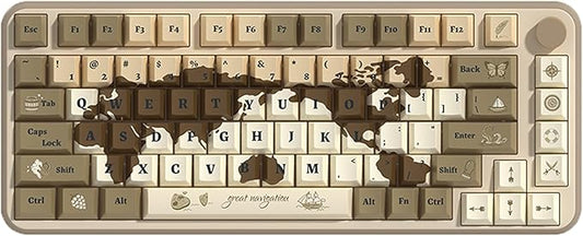 World Map PBT Keycaps Set, 138 Keys Cherry Profile Dye-Sublimation Keycaps for Mechanical Keyboards, Cherry MX Stem Compatible, Thick Durable Keycaps with Ergonomic Design