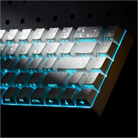 XVX White Shine Through Keycaps, Forged Carbon-Look Cherry Profile Keycap Set, 140-Key Keyboard Keycaps Fit for ANSI Layout MX Switches Mechanical Keyboard