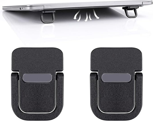 2PCS Portable Keyboard Riser, Self-Adhesive Mini Laptop Stand Invisible Computer Keyboard Stand for Desk, Laptop Feet Compatible with Pro/Air, Lenovo, Surface (Black)