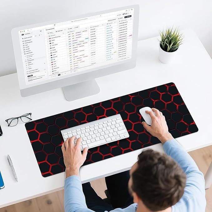 Gaming Mouse Pad - (31.5"×11.8") Honeycomb Large Mouse Pads for Desk - Desk Mat for Keyboard and Mouse with Non-Slip Base, Desks Pad Matfor Game/Office & Home