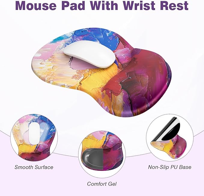 Ospelelf Keyboard Wrist Rest Set with Ergonomic Mouse Pad - 3-in-1 Memory Foam Support for Pain Relief, Office & Gaming with Coaster Multi Color