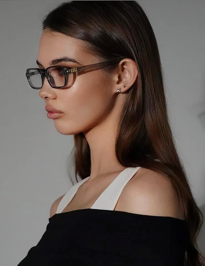 Slocyclub Square Blue Light Blocking Glasses for Women Men Vintage Rectangular Frame Eyeglasses Retro Small Square Glasses