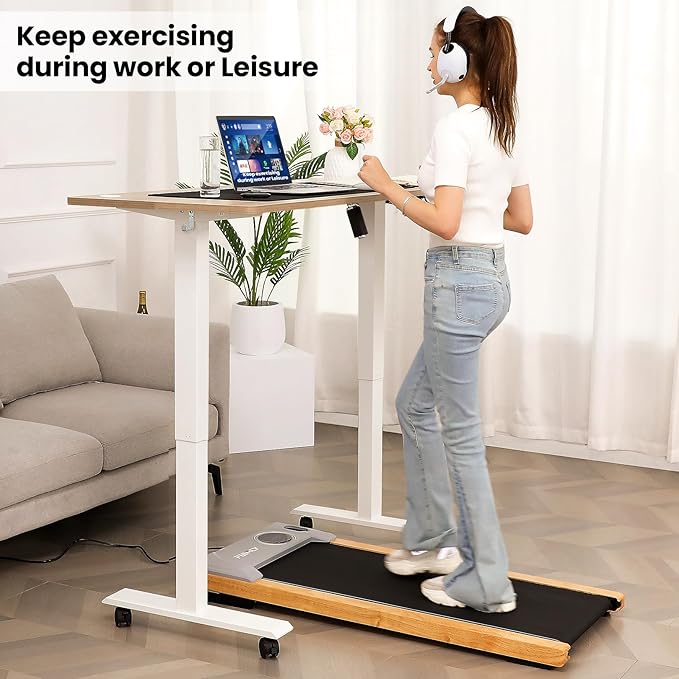 Standing Desk Adjustable Height, 48'' x 24'' Electric Sit Stand Desk for Home Office, Modern Rising Sturdy Ergonomic Workstation with Hooks and Wheels, Oak Grey