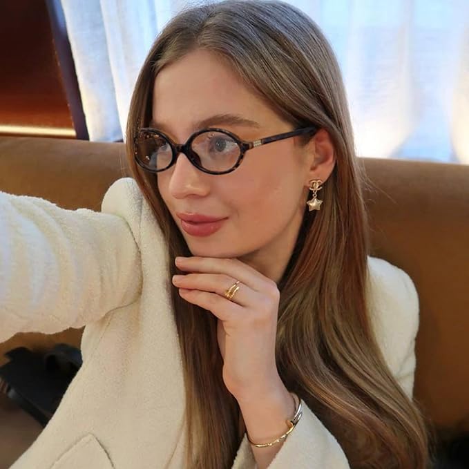 Retro Oval Blue Light Glasses for Women Fashion Computer Glasses Bluelight Blocking Eyewear Vintage Frame