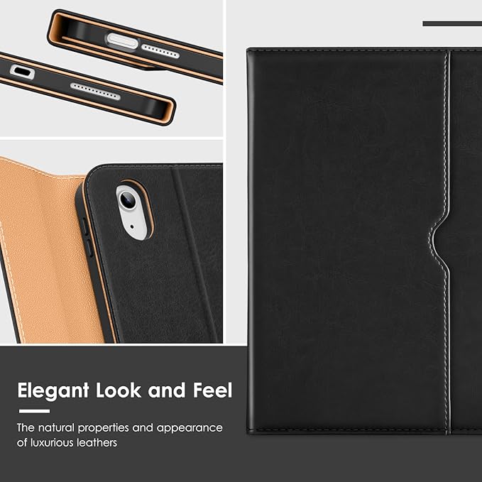 VIKESI Keyboard Case for iPad (A16,2025) 11th Generation/iPad 10th Generation Case (10.9" 2022),Premium Leather Smart Cover,Built-in Breathing Light,Function Row,Pencil Holder,Card Slots - Black