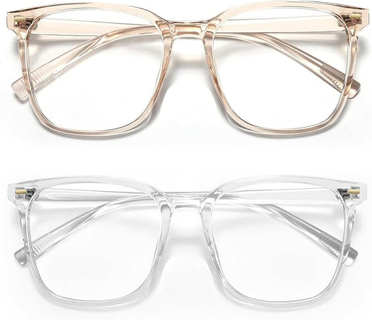 Oversized Square Blue Light Blocking Glasses for Women Men, Anti-Fatigue Computer Monitor Glasses Reduce Eye Strain