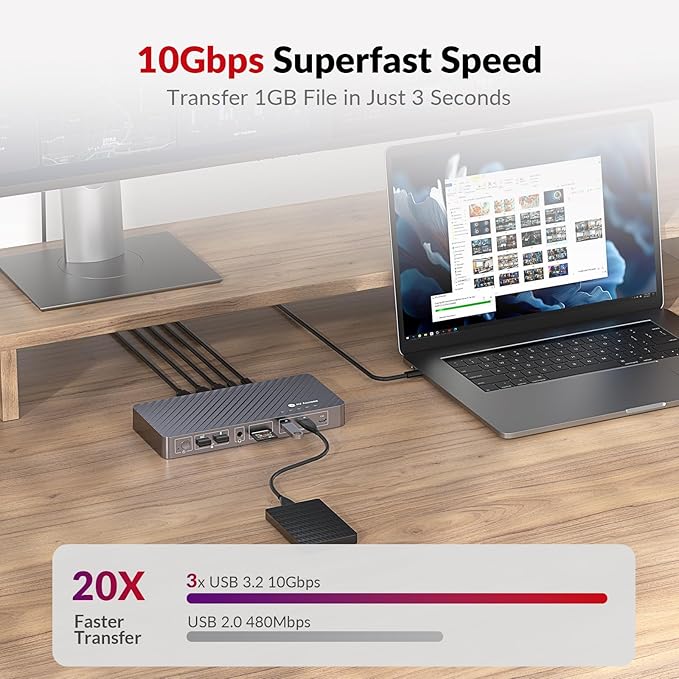 AV Access Docking Station 3 Monitors, 8K@30Hz Single Display, Triple 4K Display (2DP/1HDMI), USB-C Dock with 100W Laptop Charging, 10Gbps USB-C/A, Ethernet, Audio, SD, for MacBook/Chrome/Dell/HP