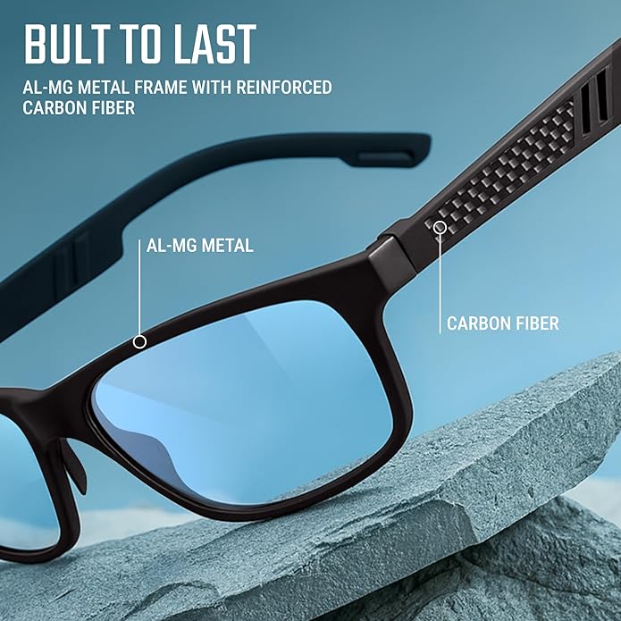 IBOANN Blue Light Glasses for Men - Lightweight Al-Mg Metal, Gaming Computer Blocking Glasses, Eye Protection Anti Eyestrain