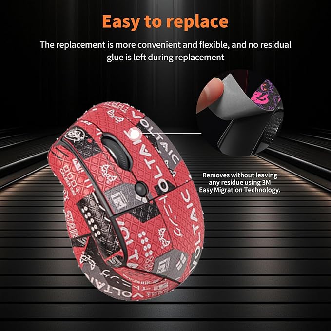 Mouse Grip Tape for Logitech Lift, Rounded Curved Edges Mouse Feet Skates,Self-Adhesive PreCut Sweat-Resistant Professional Mice Upgrade Kit(Foot pad + Red Mouse Grip Tape)