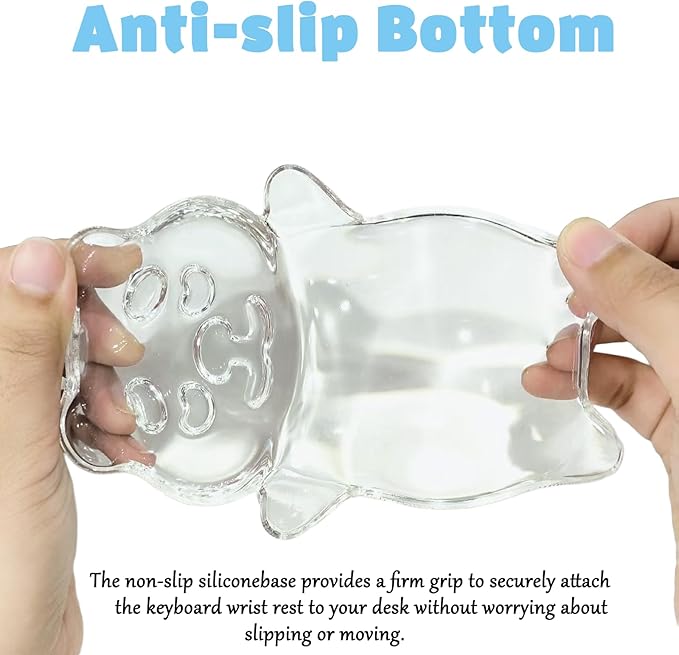 Gel Wrist Rest for Keyboard and Mouse Transparent White Bear Elbow Pad Cushion Ergonomic Cute Clear Cool Mouse Wrist Pad Silicone Non-Slip Support for Computer Gaming Home Office Hand Pillow