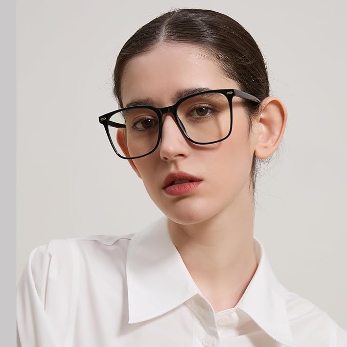 Oversized Square Blue Light Blocking Glasses for Women Men, Anti-Fatigue Computer Monitor Glasses Reduce Eye Strain