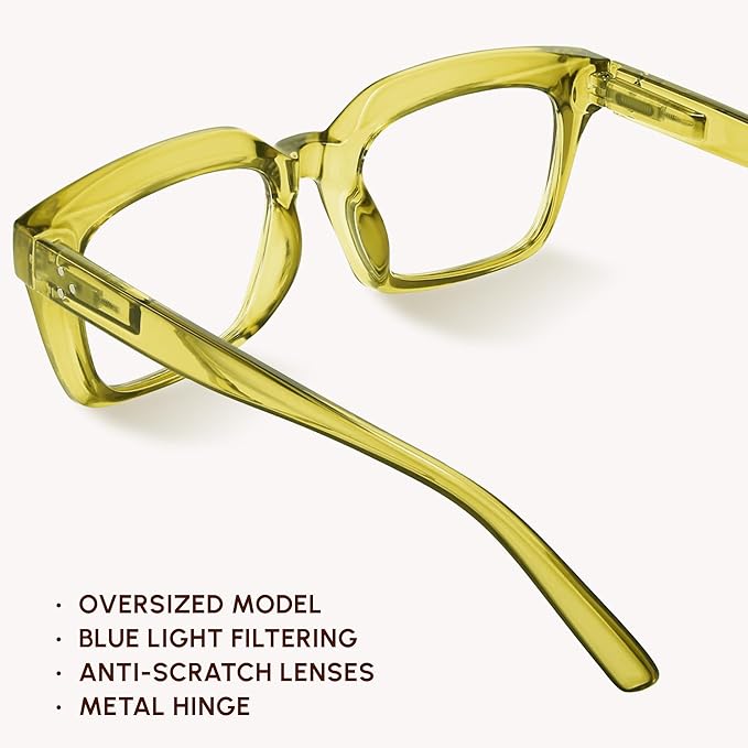 IBOANN Oversized Blue Light Glasses for Woman, Funky Fashion Glasses With Preppy Look, Reduce Screen Fatigue Computer Glasses