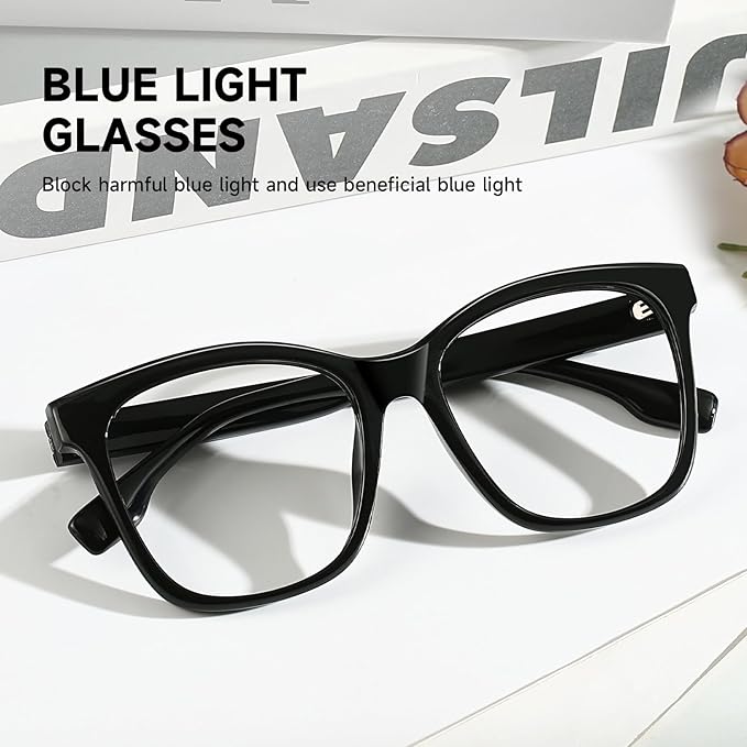 Oversized Square Blue Light Blocking Glasses for Women and Men - Gaming & Computer Anti-Fatigue