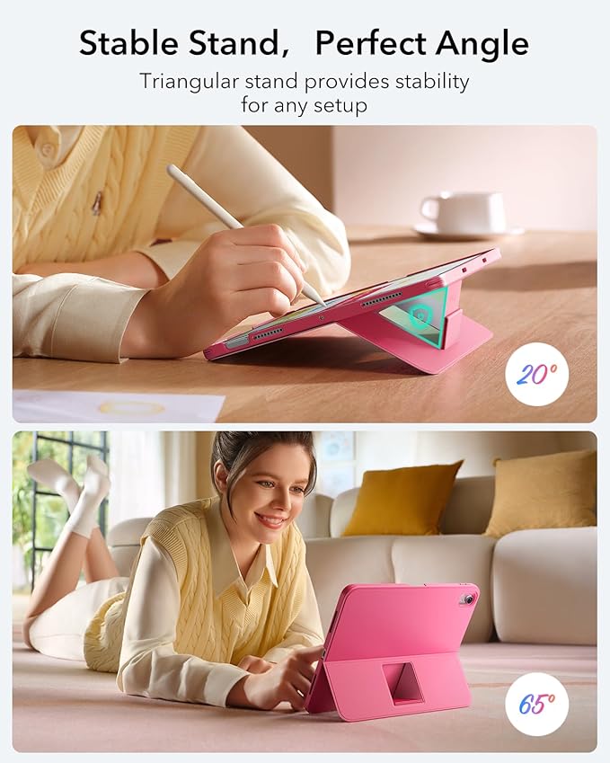 ESR iPad 11th (A16) 2025/10th Gen Flex Keyboard Case, Ultra-Light Magnetic Detachable Keyboard for iPad 10.9" with Writing/Viewing Modes, Larger Precision Trackpad, Pink