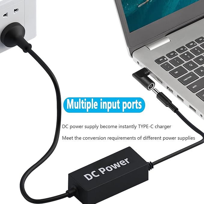 SinLoon 65W PD DC 7.4mm x 5.0mm Female (7.4mm x 0.6mm) Input to USB Type C Male Power Charging Adapter,Uilt-in with PD Automatic Identification Induction Chip,for Phones,Tablets, Laptops(black 7406 B)