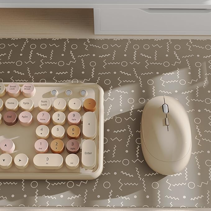 x UBOTIE Colorful Wireless Keyboard and Mouse Combo, Full-Sized Office Keyboard with Typewriter Flexible Keys, 2.4GHz Dropout-Free Connection, Optical Mouse for PC Laptop(Milk Tea Colorful)