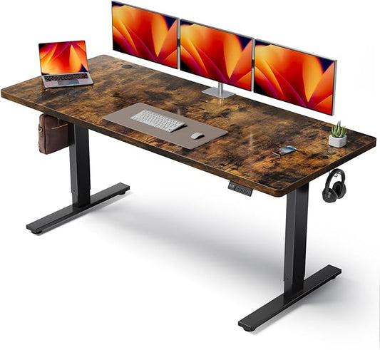 Electric Standing Desk Adjustable - 71x30 Inch Sit Stand Desk with 1 Inch Thick Tabletop, Double Beam Frame, 3 Memory Height Adjustment, Cable Management for Home Office