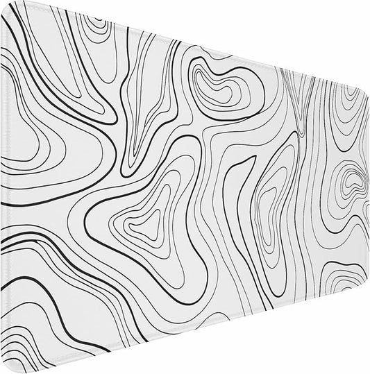 Large Mouse Pad 31.5 x 11.8 in, Gaming Mousepad with Stitched Edges, Premium Microfiber Cloth Surface, Waterproof Non-Slip Base Keyboard Desk Mat for Home Office Gaming, White Black Lines