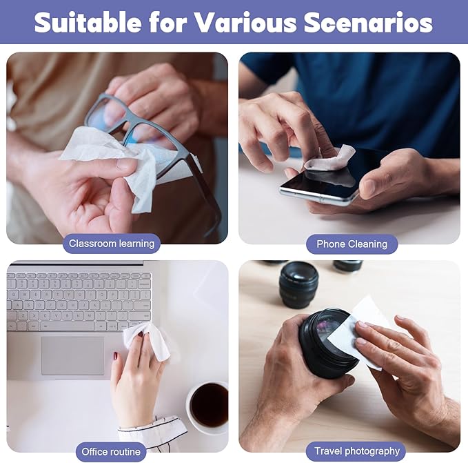 [200 Pack] Large Glasses Cleaner, Lens Wipes for Eyeglasses, Pre-Moistened Individually Wrapped Cleaning Wipes, Eye Glasses Cleaner Wipes for Camera, Phone, Computer, Laptop Screen (4.72 * 5.91 inch)
