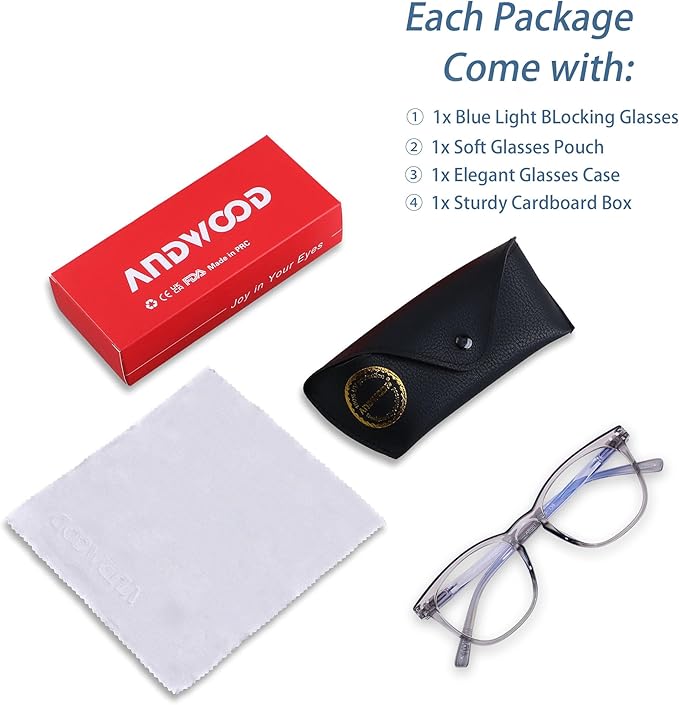 ANDWOOD Blue Light Blocking Glasses Women Men Computer Small Face Clear Bluelight Blocker Eyeglasses Frame