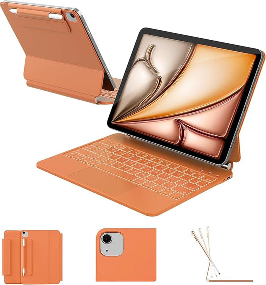 for iPad Air 11 inch Case with Keyboard (M4/M3/M2, 2026/2025/2024), iPad Pro 11 (4th/3rd/2nd/1st Gen) & Air 5/4th Magic Keyboard Case, Backlit, Multi-Touch Trackpad, Orange