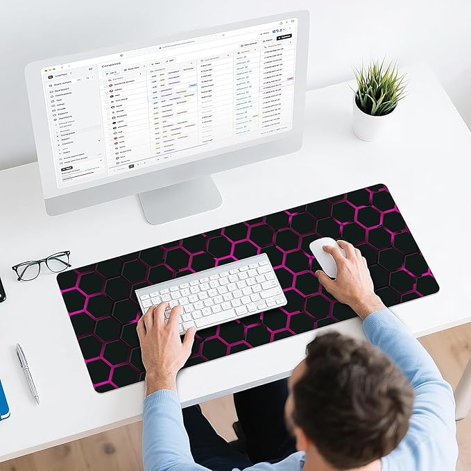 Gaming Mouse Pad - (31.5"×11.8") Honeycomb Large Mouse Pads for Desk - Desk Mat for Keyboard and Mouse with Non-Slip Base, Desks Pad Matfor Game/Office & Home