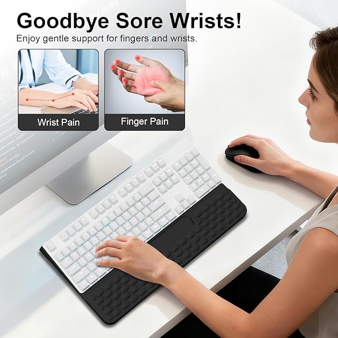 Keyboard Stand with Wrist Rest, Computer Keyboard Pad with Wrist Support, Ergonomic Keyboard Riser Holder Lift Tray, Soft Memory Foam Desk Wrist Pad for Office, Home, School - Black