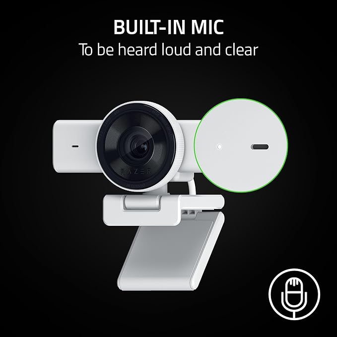 Razer Kiyo V2 X Streaming Webcam: 1440p 60 FPS - Auto Focus - Built-in Microphone - Wide Angle Lense - Integrated Privacy Shutter - Works with OBS, Xsplit, Streamlabs, Discord, Zoom, Teams - White