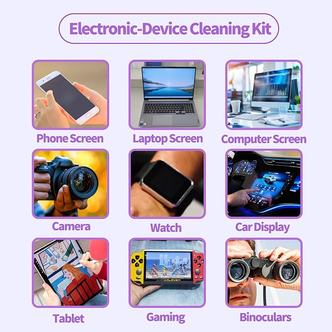 Phone Touch Screen Cleaner Mist Spray and Wipe, Hatstart Pristine Eyeglass Cleaning Kit for TV Laptop Computer Tablet PC LCD Flat Screens Car Display, Compatible with iPhone iPad MacBook Pro, Purple