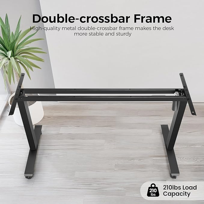 Electric Adjustable Standing Desk, 70'' x 27''Sit Stand Desk with Dual Crossbeam Structure and Oversized Mouse Pad, 27''-45'' Lifting Range Stand up Desk(Black)