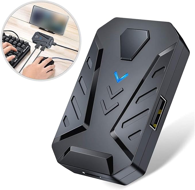 Gaming Keyboard Mouse Converter,USB 2.0 Mobile Gaming Keyboard Mouse Converter Adapter,Bluetooth 4.0,with Adjustable Stand,for Android (Black)