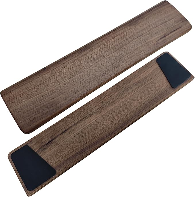 Premium Walnut Wooden Wrist Rest for Tenkeyless Keyboard, Ergonomic Curve & Easy Maintenance Wood Design Hand Rest for 75% 80% Keyboard (14.2" L)