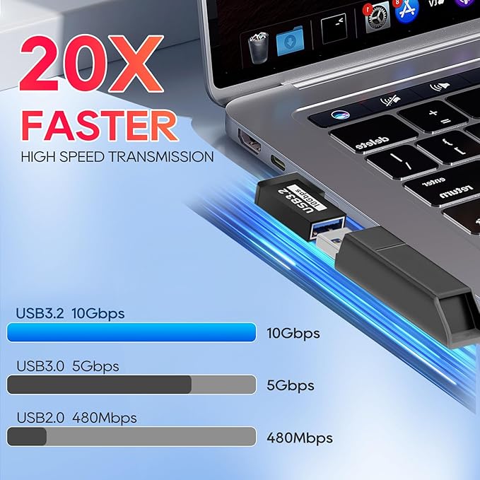 UCEC USB 90 Degree Adapter, 90 Degree USB Adapter 3.2, Vertical Up and Down Angle Horizontal Left and Right Angle USBA Male to Female Extender Connector 10Gbps for PC, Laptop, Power Bank - 4 Pack