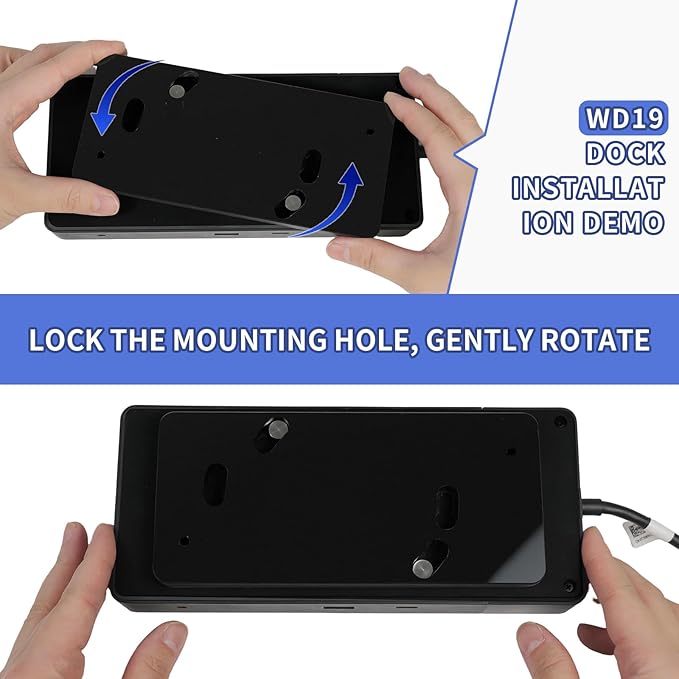 Under Desk Mount for Dell WD19 / WD19S / WD19TB / WD19TBS / WD19DCS / WD22TB4/UD22 Docking Station + Power Bricks(for Original180W & 130W)- Docking Station and Power Bricks Mount Holder Kit