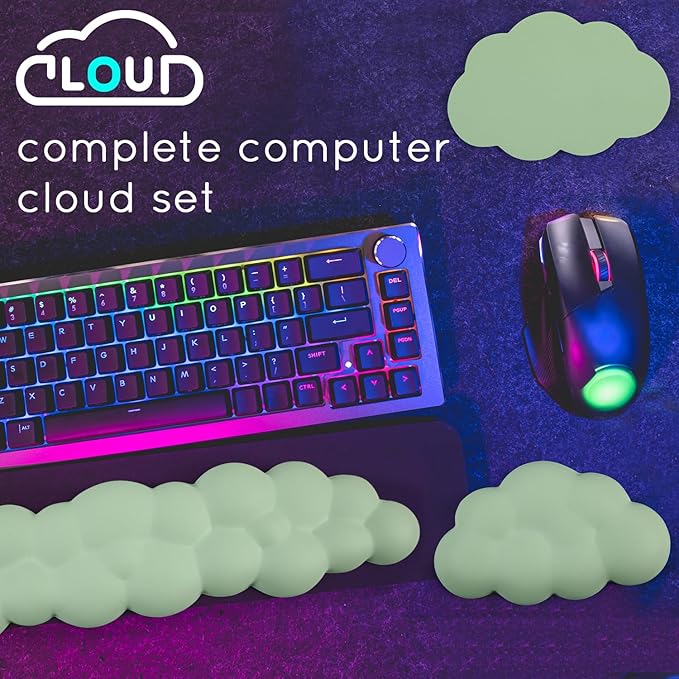 Cloud Wrist Rest for Keyboard & Mouse - Non-Slip Base, Extended Memory Foam, Ergonomic Design for Office & Gaming