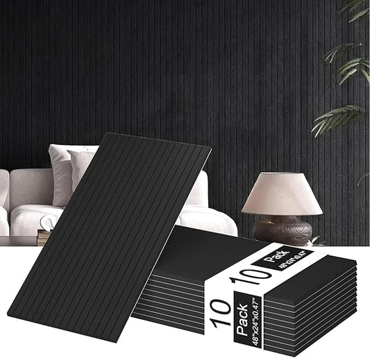 10 Pack Acoustic Panels,48"*24"*0.47"Self-Adhesive Soundproof Wall Panels,High Density Sound Proof panels for Walls, Office, Reccording Studio, Home,Ceiling-Black