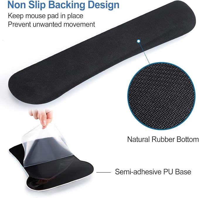 Keyboard Wrist Rest Pad Ergonomic Mouse Pad Set, ToLuLu Mouse Pad for Computer Laptop, Non Slip Mousepad Keyboard Wrist Support with Raised Memory Foam for Easy Typing Pain Relief, Tropical Leaf