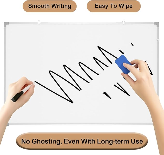 Monthly Calendar Dry Erase Board 36x24 Inch, Double-Sided Whiteboard and Corkboard Combo with Silver Aluminum Frame (Color Calendar), Wall Mounted Planer with Marker, Magnet, Push Pin, Eraser
