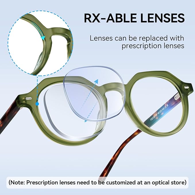 Dollger Blue Light Blocking Glasses For Woman Men Thick Frame Round Non-Prescription Glasses, For Computer Work Gaming,